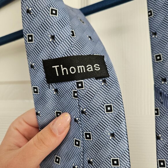 Thomas Blue Tie with Flies - Formal Wear with a Twist - Picture 6 of 11